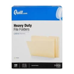 Quill Brand® Heavy-Duty 2-Ply File Folders, 1/3-Cut, Assorted Tabs, Letter Size, 100/Box (710434) -Quill Brand® s1227708 s7