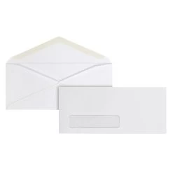 Quill Brand Gummed #10 Window Envelope, 4-1/8" X 9-1/2", White, 500/Box (69711 / 70719)