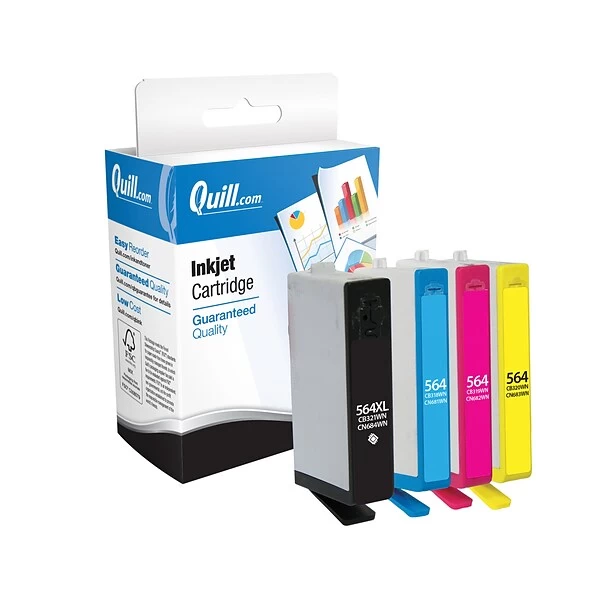 Quill Brand® Remanufactured Black High Yield C/M/Y Standard Yield Ink Cartridge Replacement For HP 564XL/564 (N9H60FN), 4/Pk 3 Quill Brand® Remanufactured Black High Yield C/M/Y Standard Yield Ink Cartridge Replacement For HP 564XL/564 (N9H60FN), 4/Pk