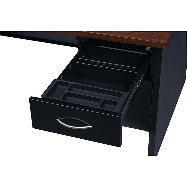 Quill Brand® 48" Single Pedestal Desk, Walnut (28445/LLR79147) 4 Quill Brand® 48" Single Pedestal Desk, Walnut (28445/LLR79147) - Image 2